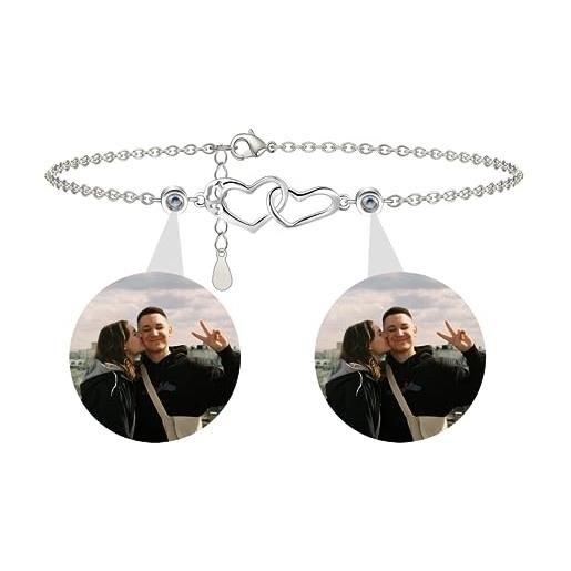 Jacklin F personalizzato braccialetto di proiezione foto personalizzato braccialetto con immagine all'interno, personalizzato foto amore cuore proiezione pendente braccialetto memorial regalo di gioielli
