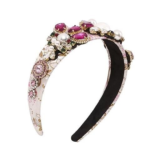 FRCOLOR cerchietto di perle di diamanti colorati per con pietre preziose fasce donne barocca cerchio per barocco elastico diamante imitazione trapano mancare