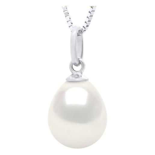 PEARLS & COLORS NATURAL FINE PEARLS pearls & colors - ciondolo in oro di perle coltivate d'acqua dolce 9-10 mm - qualità aaa+ - catena in omaggio - gioiello da donna