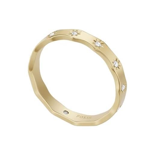 Fossil anello da donna, anello sadie con bordo smerlato in acciaio inossidabile dorato, oro, 6.5