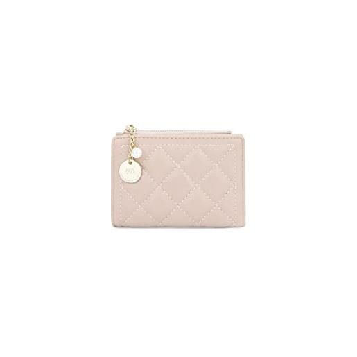 PORRASSO portafoglio corto da donna moda portamonete carte di credito di pu portafoglio piccolo wallet tasca moneta con 5 scomparti per carte albicocca