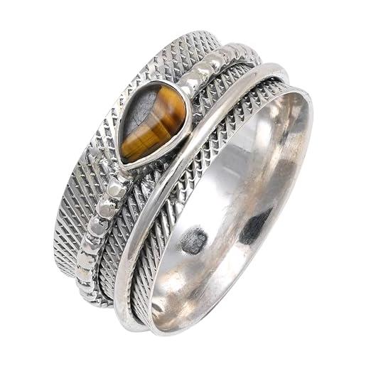 JEWELFORCE jsr-142 - anello da meditazione in argento sterling 925, per uomini e donne, articolo da regalo realizzato a mano, 68 (21.6), metallo prezioso gemma, citrino