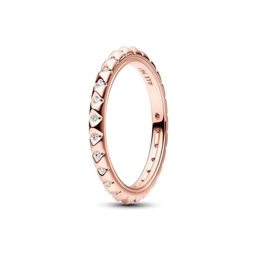 PANDORA me pyramids studded 14k rose gold-plated ring with clear cubic zirconia, 60