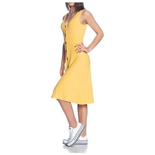 Only onlnella s/l button dress jrs vestito, giallo (solar power solar power), medium donna