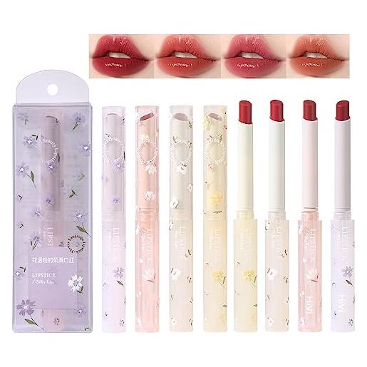 Petansy florette jelly lipstick set 4 colori balsamo labbra ultra idratante lucidalabbra colorato macchia liscia effetto lucido per ragazze e donne