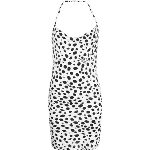 MOSCHINO JEANS abito corto leopardato con collo a scialle - bianco