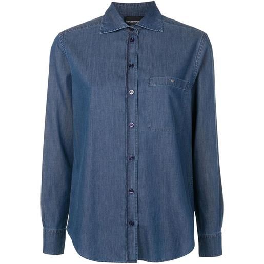 Emporio Armani camicia denim con tasca applicata - blu
