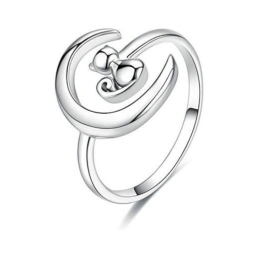 NewL autentico 925 sterling silver moon cat open size regolabile finger ring per le donne nozze fidanzamento gioielli