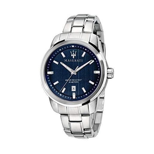Maserati orologio da uomo, collezione successo, con movimento al quarzo e funzione solo tempo con data, in acciaio - r8853121004