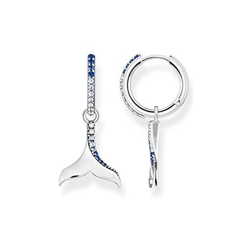 Thomas Sabo cr687-644-1 - orecchini a cerchio da donna, a cerchio, in argento sterling 925 con pietre blu, anneriti, misura unica, argento, spinello