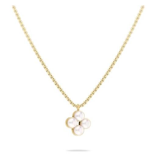 Tamaris collana tj-0512-n-45 ip gold, 45, acciaio inossidabile, perla di vetro