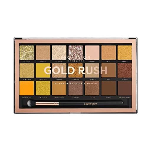 Profusion Cosmetics palette 21 tonalità ombretto con pennello makeup pro serie gratuito Profusion Cosmetics gold rush