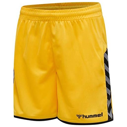 hummel hmlauthentic pantaloncini in poliestere, bambino, giallo/nero, 176