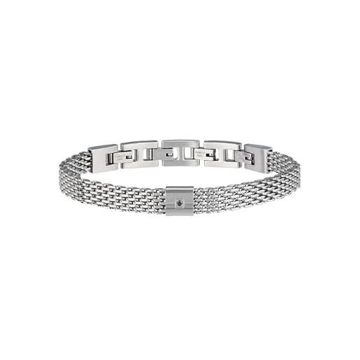 Breil gioiello collezione black diamond, bracciali da uomo in acciaio colore argento misura 22 con cristallo - tj2954