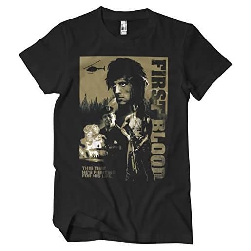 Rambo licenza ufficiale first blood uomo maglietta (nero), medium