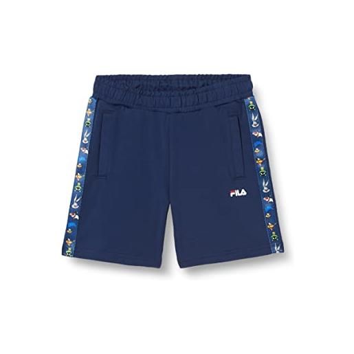Fila leimbach taped shorts pantaloncini, blu medievale, 110/116 cm bambino