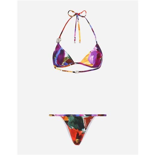 Dolce & Gabbana bikini a triangolo con logo dg stampa fiori astratti