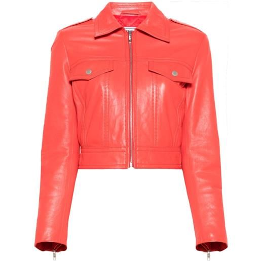 Moschino giacca biker crop in pelle - rosso