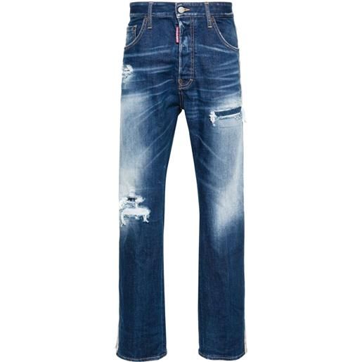 Dsquared2 jeans dritti con righe laterali - blu