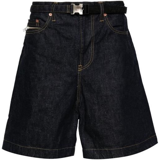 sacai shorts denim a vita alta - blu