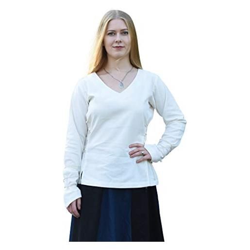 Battle-Merchant blusa medioevale aila da donna - con intreccio laterale - disponibile in diversi colori e taglie - ideale per giochi di ruoli dal vivo a tema rinascimentale o vichingo - bianco sporco - xxl