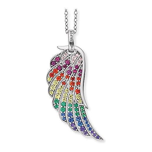 Engelsrufer collana da donna in argento 925 con ali con zirconi multicolori, ern-wing-zim, 29mm, argento sterling, zirconia cubica