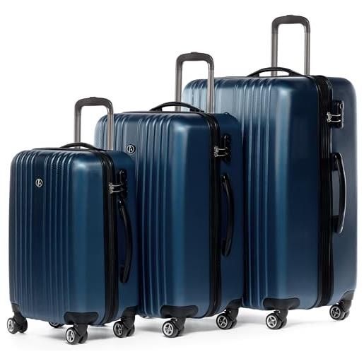 FERGÉ set di 3 valigie viaggio toulouse - bagaglio rigido dure leggera 3 pezzi valigetta 4 ruote blu
