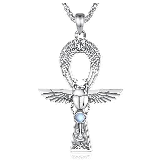 CELESTIA ankh collana donna con ciondolo occhio di horus pietra di luna croce di ankh argento sterling 925 egitto gioielli talismano amuleto egizi