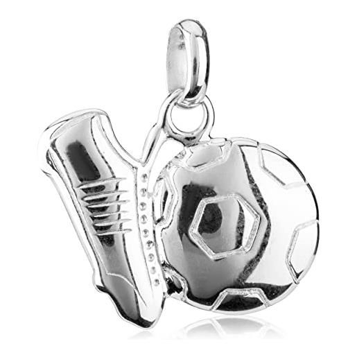 NKlaus 925 argento calcio amuleto talismano ciondolo scarpa da calcio con pallone 10mm 3674