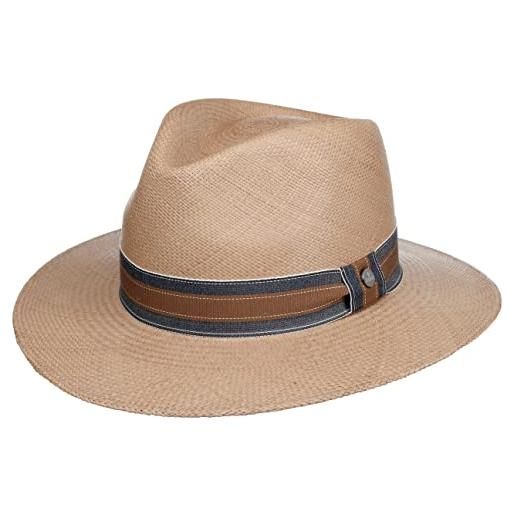 LIERYS cappello panama jean maroon traveller donna/uomo - made in ecuador da sole di paglia estivo con nastro grosgrain primavera/estate - m (57-58 cm) marrone chiaro