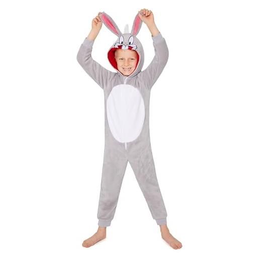 LOONEY TUNES pigiama intero bambino - pigiamone in pile caldo 7-15 anni - pigiami interi bambini bugs bunny taz (bugs bunny, 13-14 anni)