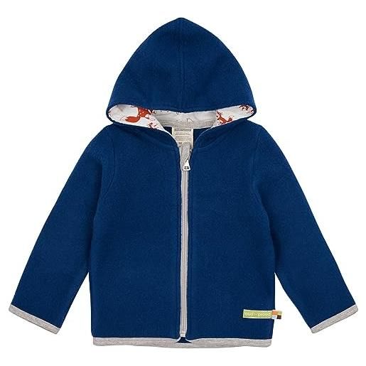 loud + proud giacca in pile di lana, certificazione gots, blu oltremare, 86/92 cm unisex-bimbi
