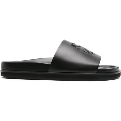 Off-White slippers con ricamo - nero