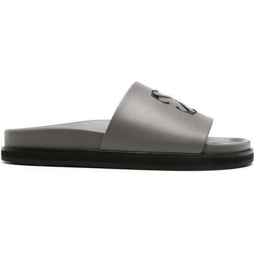 Off-White slippers con ricamo - grigio