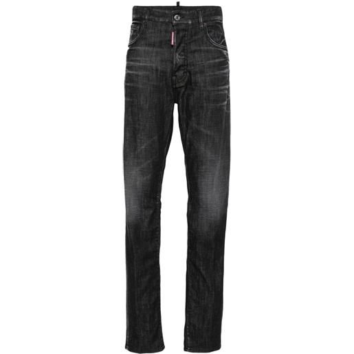 Dsquared2 jeans dritti con effetto vissuto - grigio
