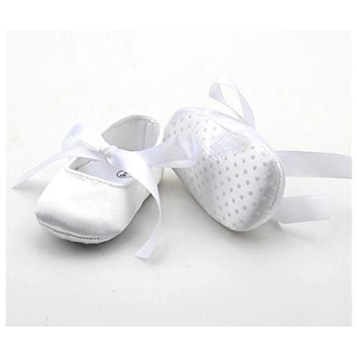 Brillabenny scarpe ballerine neonata bianche classiche o con cristalli strass scarpine baby shoes battesimo cerimonia corredino nascita 10 cm Brillabenny (0-3 mesi)
