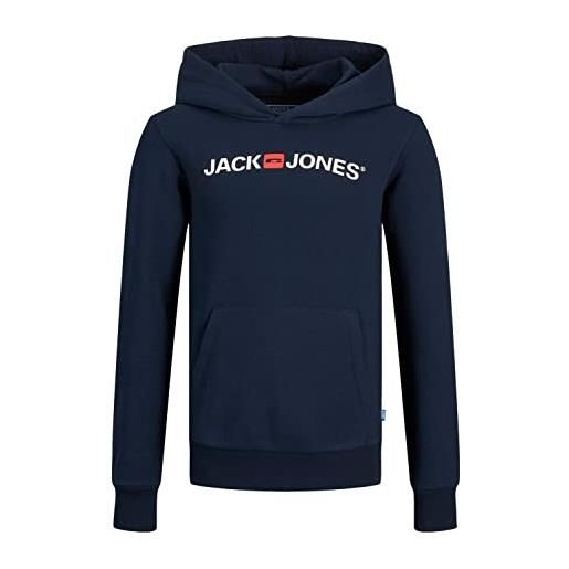 JACK & JONES jjecorp old logo sweat hood noos jnr felpa con cappuccio, nero, 140 bambini e ragazzi