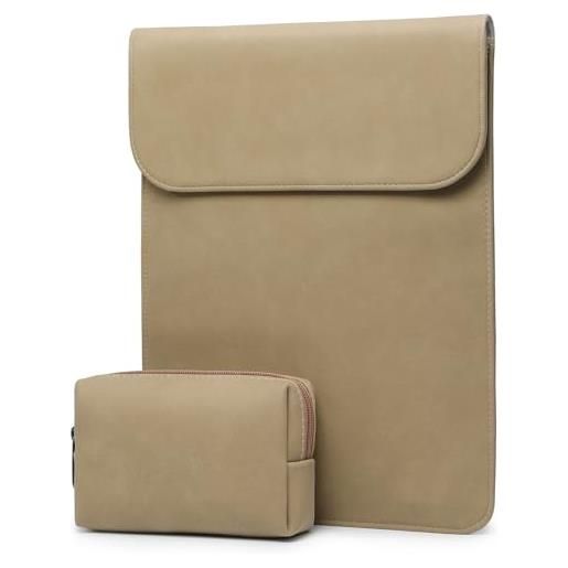 HYZUO 15 pollici laptop custodia borsa sleeve impermeabile protettiva pc portatile cover compatibile con 2016-2019 mac. Book pro 15 con touch bar a1990 a1707 con piccola borsa, cachi
