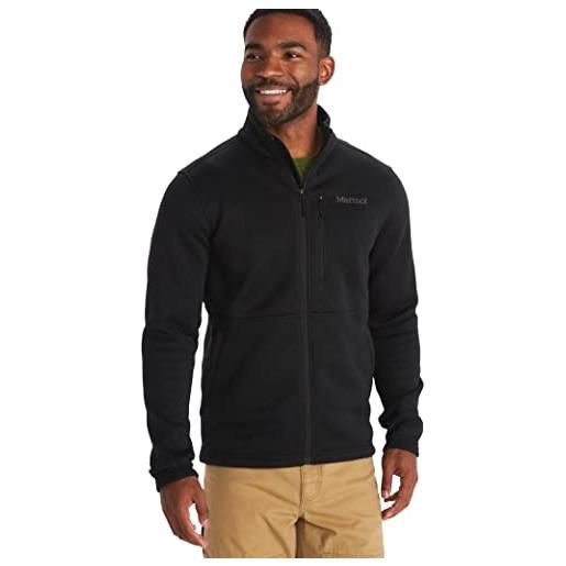 Marmot uomo drop line jacket, calda giacca in pile, giacca outdoor con zip integrale, scaldacorpo traspirante e resistente al vento, black, s