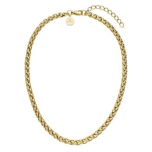 Purelei® twisted bold - collana da donna in resistente acciaio inossidabile - catena impermeabile - lunghezza regolabile di 35-40 cm - collana per un look personalizzato (oro)