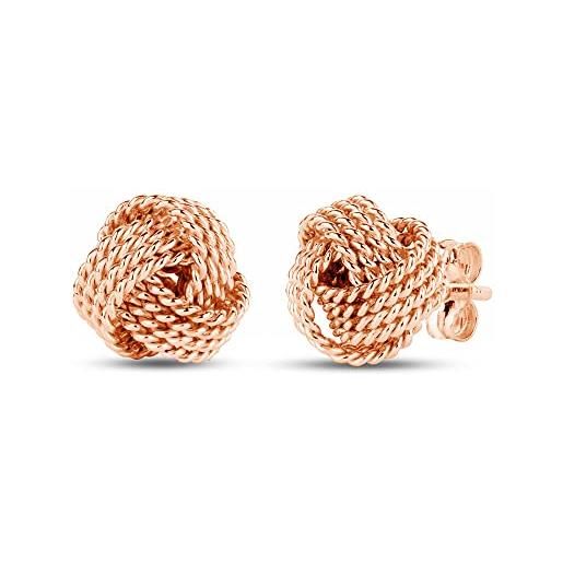 LeCalla orecchini da donna in argento sterling 925 san valentino love-knot design italiano leggermente attorcigliato love knot, argento, nessuna pietra preziosa