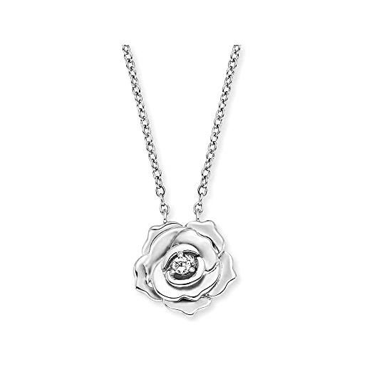 Engelsrufer collana da donna rose garden in argento sterling con ciondolo a forma di rose, chiusura a moschettone, regolabile in due lunghezze, senza nichel, 40 cm, argento sterling, zirconia cubica