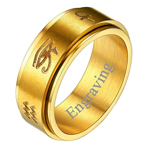 FaithHeart anello antistress ruota girevole colore polarizzato da uomo/unisex ochhio di horus totem dell'antico egitto anello di ansia spinner in acciaio inox stile figo miaura it #14-32