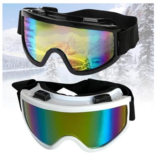 BDSHUNBF 2 pcs maschera da sci, occhiali da sci per uomo donna teenager, maschere sci anti nebbia maschera sci, antivento occhiali da neve, adatto a snowboard, motocross e altri sport invernali