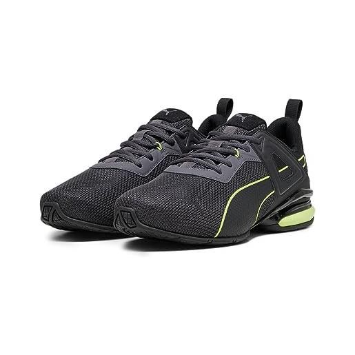 PUMA fretta, scarpe per jogging su strada unisex-adulto, dark coal black pro green, 43 eu