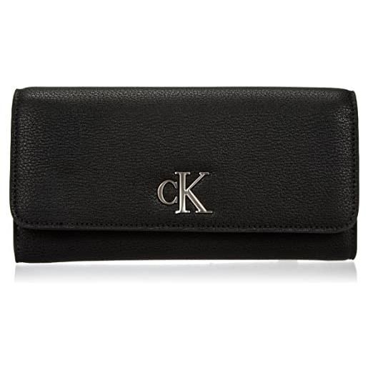 Calvin Klein Jeans minimal monogram longfold k60k610106, portafogli donna, nero (black), os