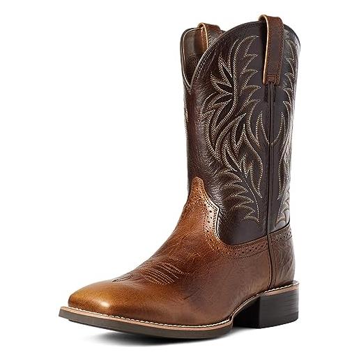 SWZEC stivali da cowboy da uomo ricamo a punta stivali western stivali a metà polpaccio vintage di grandi dimensioni 38-48 (40, marrone)