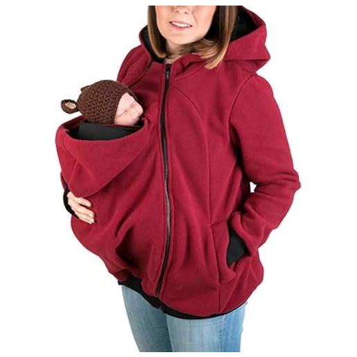 GImLy donna felpe del portare neonato bambino giacca portabebè 3 in 1 pile zip a canguro felpe con cappuccio marsupio con cappuccio giacca donna incinta bebè felpa con cappuccio, f, l