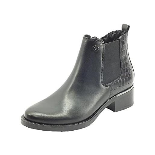 Valleverde tronchetto donna 46010 in pelle nero modello casual. Una calzatura comoda adatta per tutte le occasioni. Autunno-inverno 2022. Eu 39