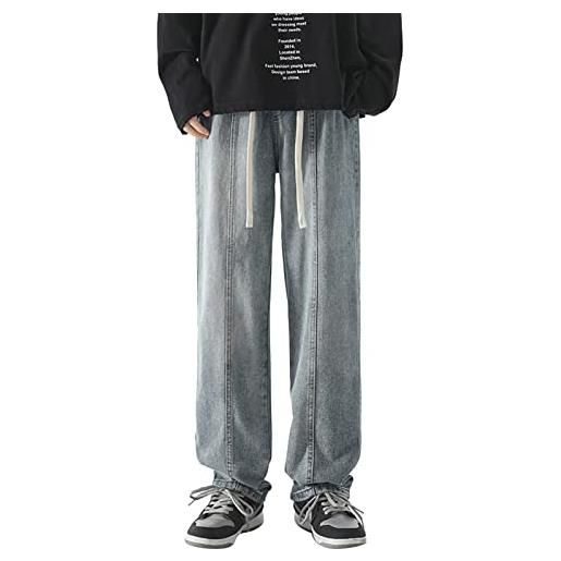 BFYSFBAIG jeans uomo jeans mare skinny relaxed straight streetwear lunghi comodo pantaloni denim alla moda uomo (azzurro, xl)